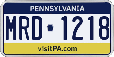 PA license plate MRD1218