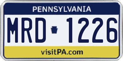 PA license plate MRD1226