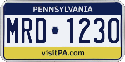 PA license plate MRD1230