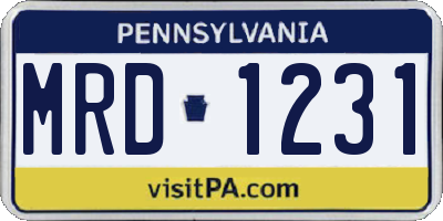 PA license plate MRD1231