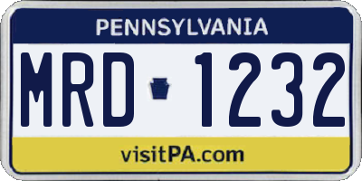 PA license plate MRD1232