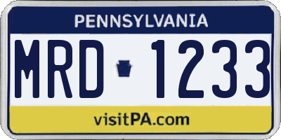 PA license plate MRD1233