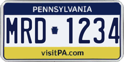 PA license plate MRD1234