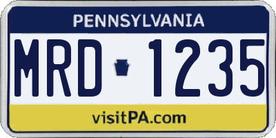 PA license plate MRD1235