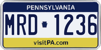 PA license plate MRD1236