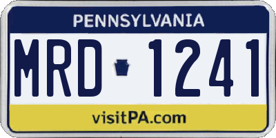 PA license plate MRD1241