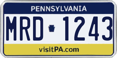 PA license plate MRD1243