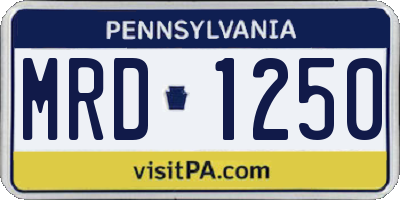 PA license plate MRD1250