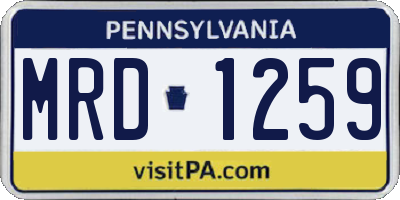 PA license plate MRD1259