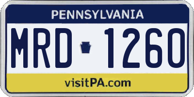 PA license plate MRD1260