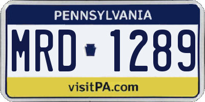 PA license plate MRD1289