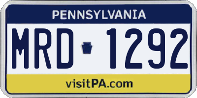 PA license plate MRD1292