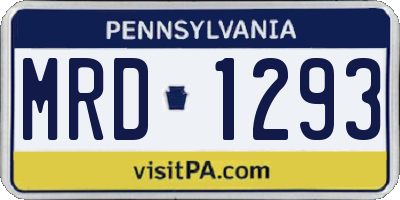 PA license plate MRD1293