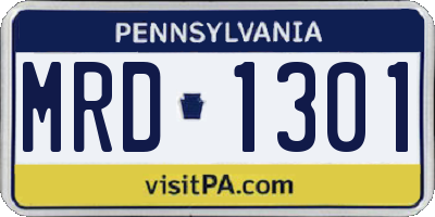 PA license plate MRD1301
