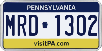 PA license plate MRD1302