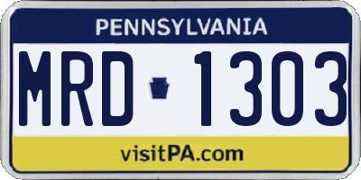 PA license plate MRD1303