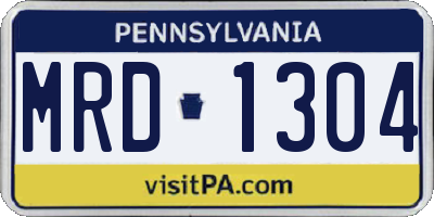 PA license plate MRD1304