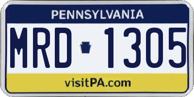 PA license plate MRD1305