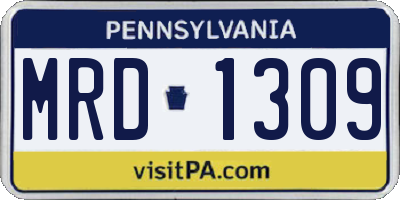 PA license plate MRD1309