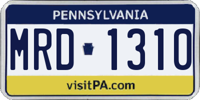 PA license plate MRD1310