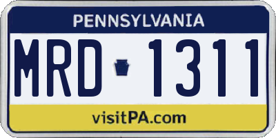 PA license plate MRD1311