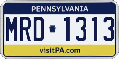 PA license plate MRD1313