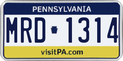 PA license plate MRD1314