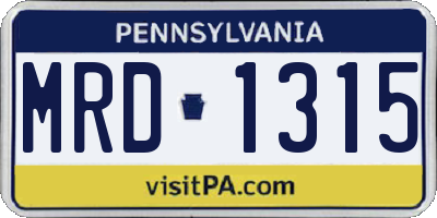 PA license plate MRD1315