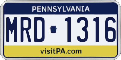 PA license plate MRD1316