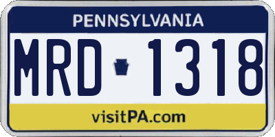 PA license plate MRD1318