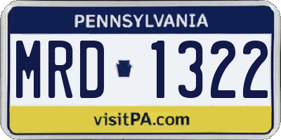 PA license plate MRD1322