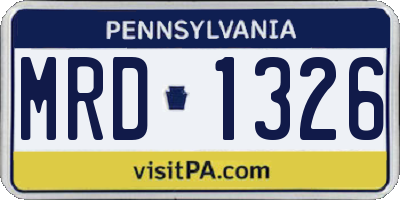 PA license plate MRD1326