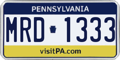 PA license plate MRD1333