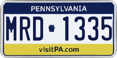 PA license plate MRD1335
