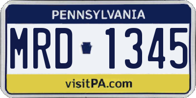 PA license plate MRD1345