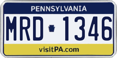PA license plate MRD1346