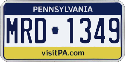 PA license plate MRD1349