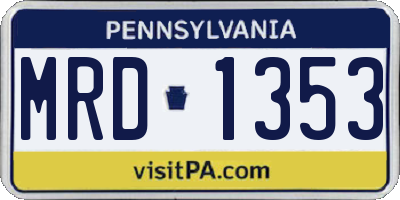 PA license plate MRD1353