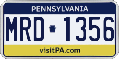 PA license plate MRD1356