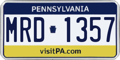 PA license plate MRD1357