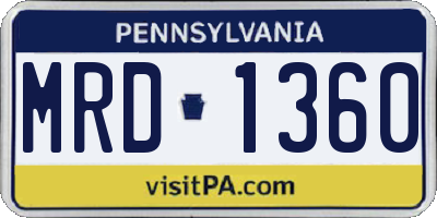 PA license plate MRD1360