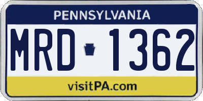 PA license plate MRD1362