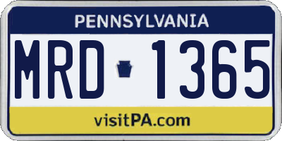 PA license plate MRD1365