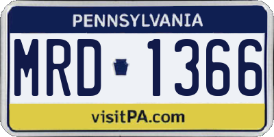 PA license plate MRD1366