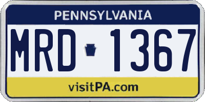 PA license plate MRD1367