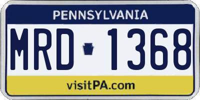PA license plate MRD1368