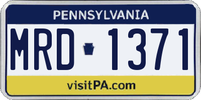 PA license plate MRD1371