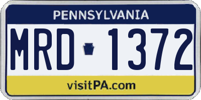 PA license plate MRD1372