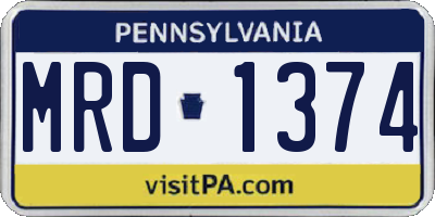 PA license plate MRD1374