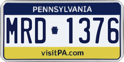 PA license plate MRD1376
